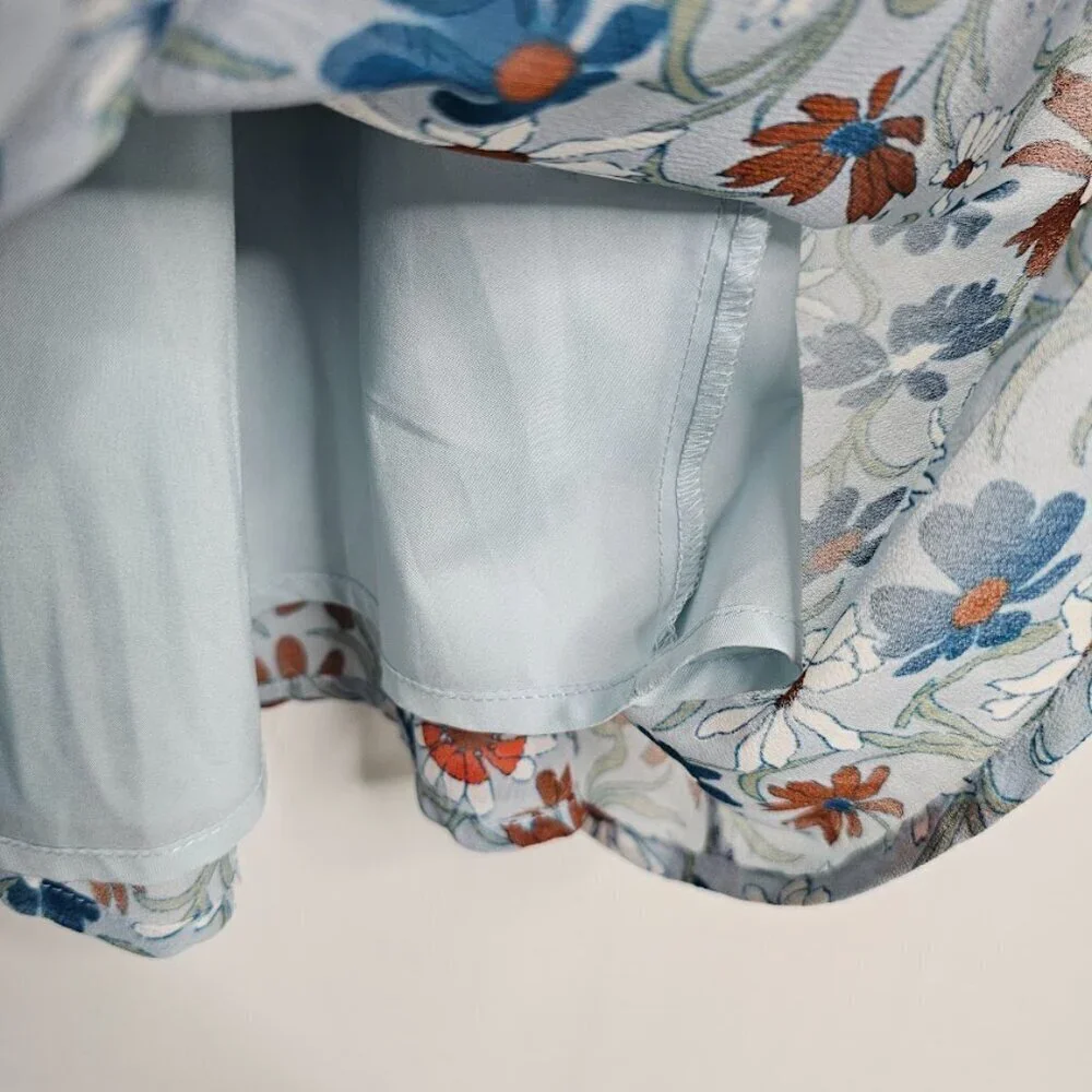 MADEWELL Open Back Dress size 0 XS WILDFLOWER GARDEN BLUE FLORAL Spring Summer - Picture 8 of 12